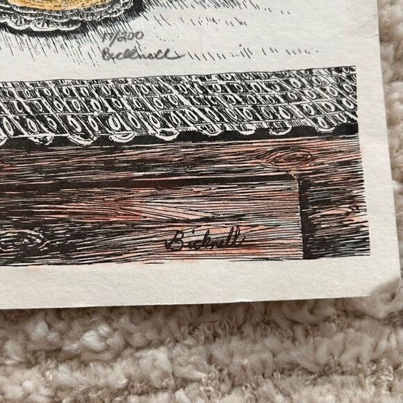 Vintage Bicknell Framed Decorative Signed Limited Run Print Crochet 17/200 - Picture 8 of 13